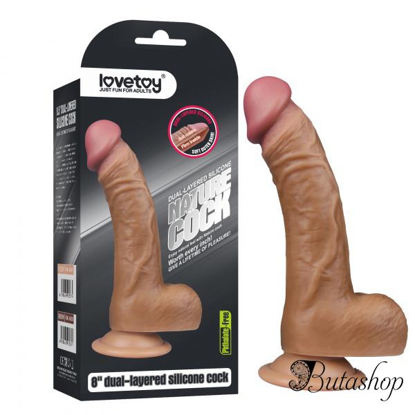 Двухслойный силиконовый фаллоимитатор - www.butashop.com