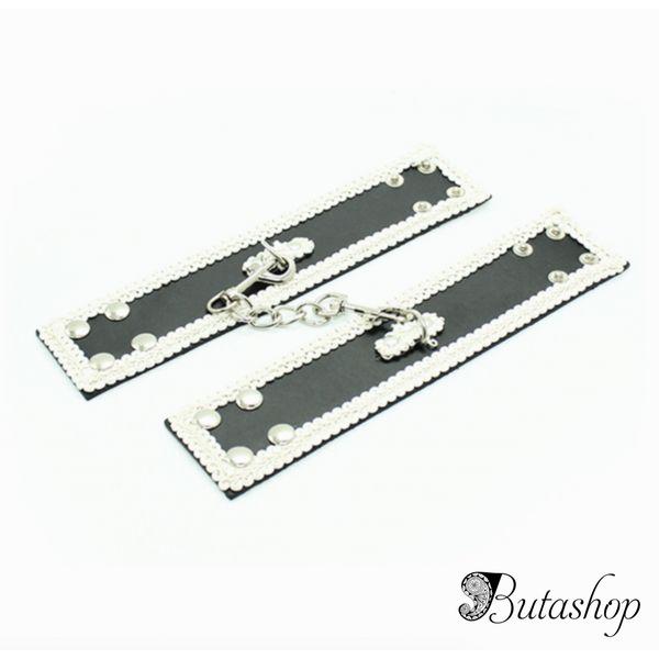Черные кожаные наручники из кожи - www.butashop.com