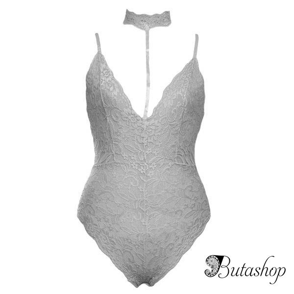 Тедди серого цвета с чокером - www.butashop.com