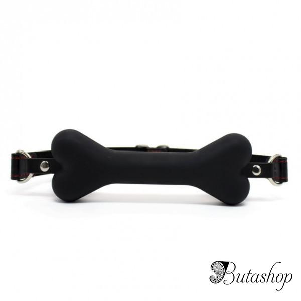 Черный кжаный кляп для рта с мягкой силиконовой подушечкой - www.butashop.com