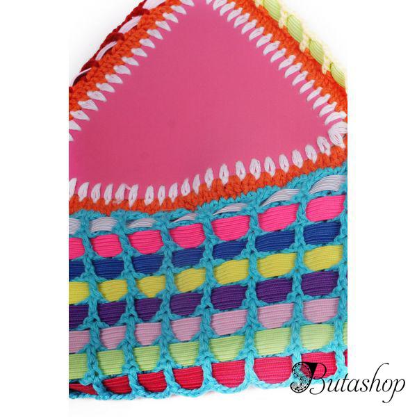Цветной неопреновый купальник с вязанной отделкой - www.butashop.com