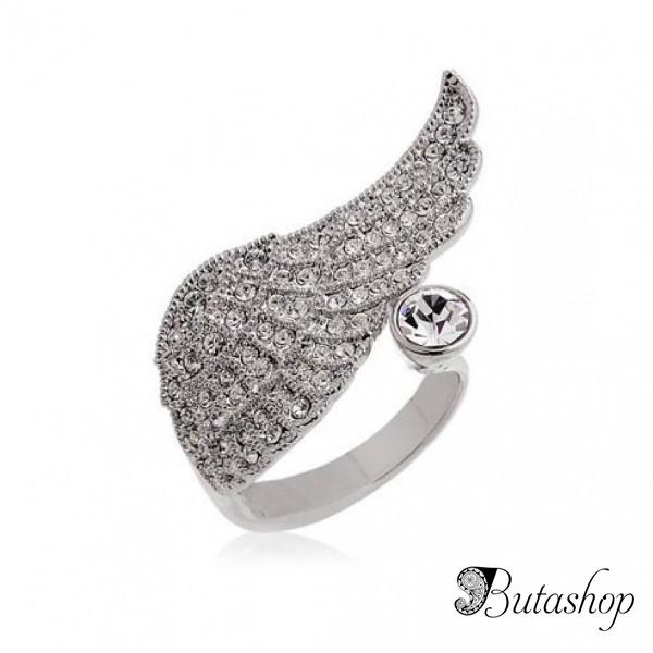 РАСПРОДАЖА! Кольцо с крылышком Ангела и стразами - www.butashop.com