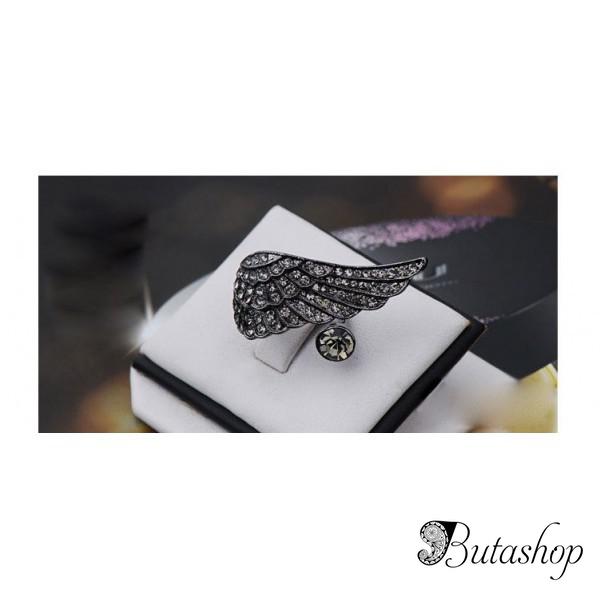 РАСПРОДАЖА! Кольцо с крылышком Ангела и стразами - www.butashop.com