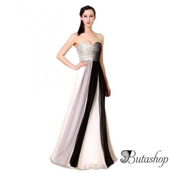 РАСПРОДАЖА! Платье без бретель с мерцающим верхом и отливом - www.butashop.com
