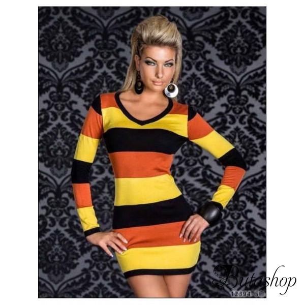 Разноцветное платье в полоску - www.butashop.com