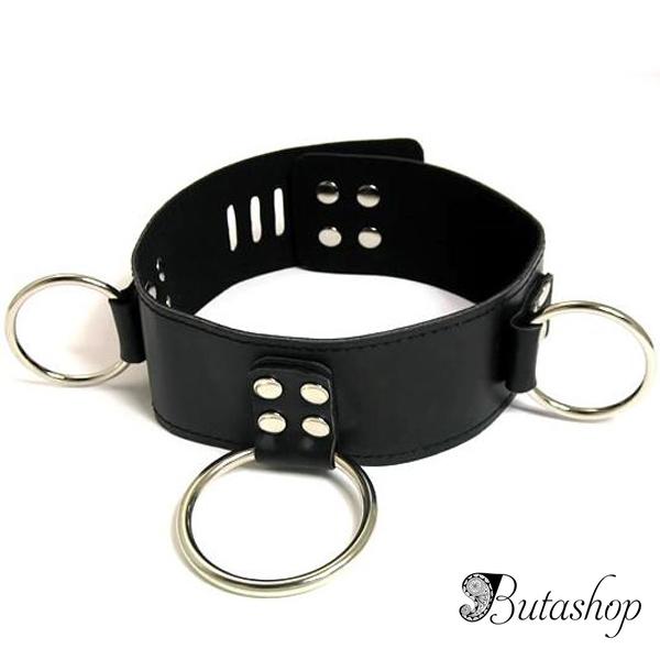 Широкий черный кожаный ошейник - www.butashop.com