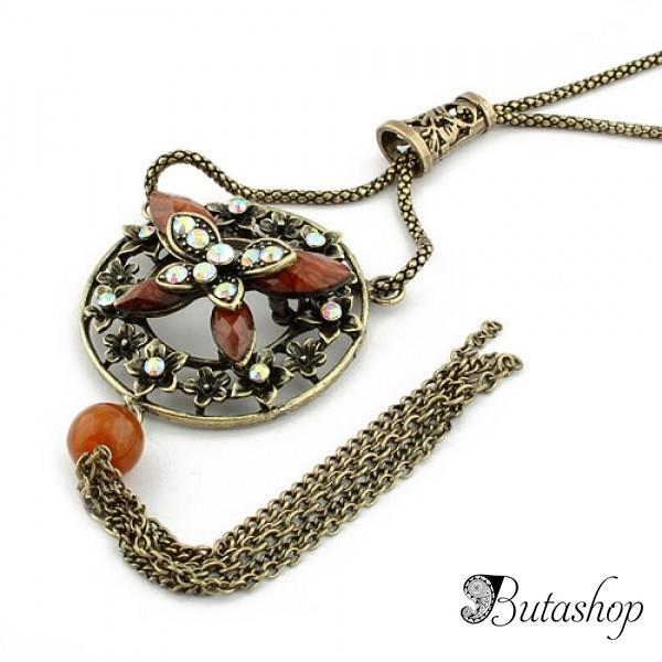 РАСПРОДАЖА! Ретро-ожерелье со стразами и цветочками - www.butashop.com