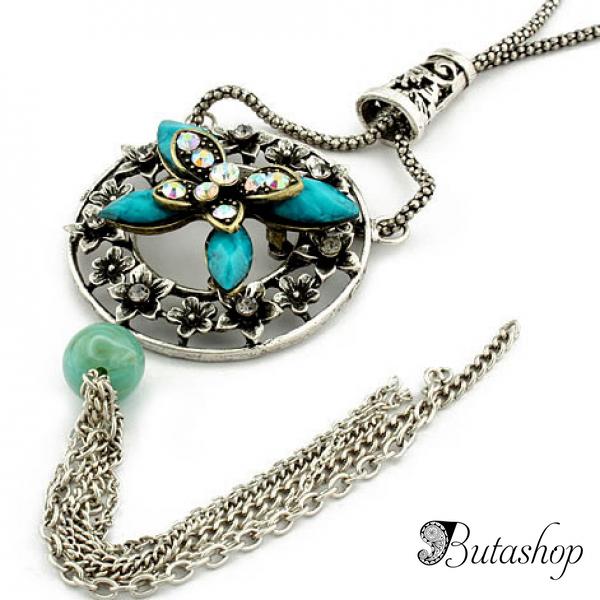 РАСПРОДАЖА! Ретро-ожерелье со стразами и цветочками - www.butashop.com