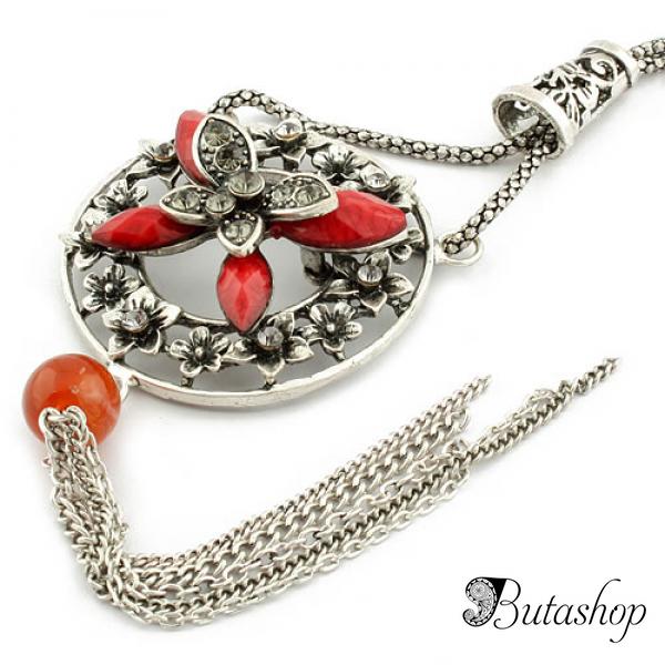 РАСПРОДАЖА! Ретро-ожерелье со стразами и цветочками - www.butashop.com