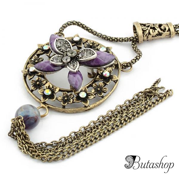 РАСПРОДАЖА! Ретро-ожерелье со стразами и цветочками - www.butashop.com