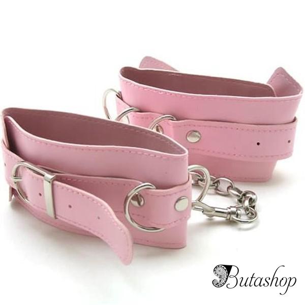 Двойные розовые кожаные наножники - www.butashop.com