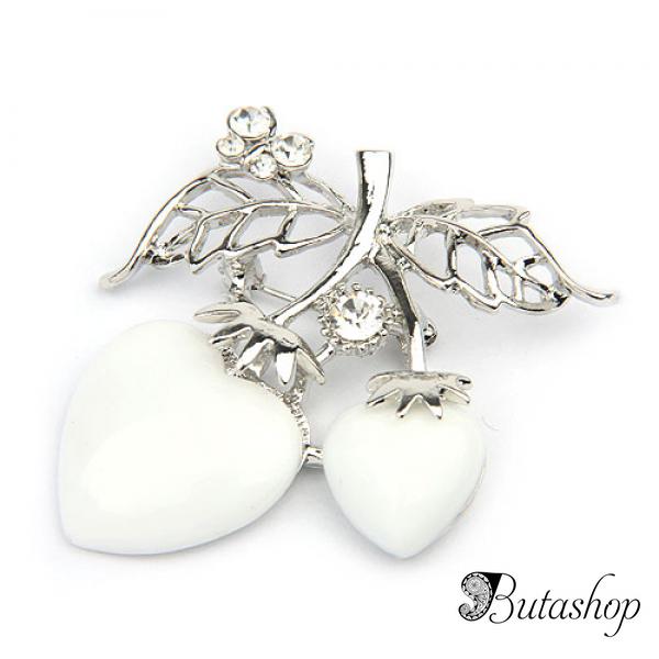 РАСПРОДАЖА! Золотистая брошь в форме клубничек - www.butashop.com