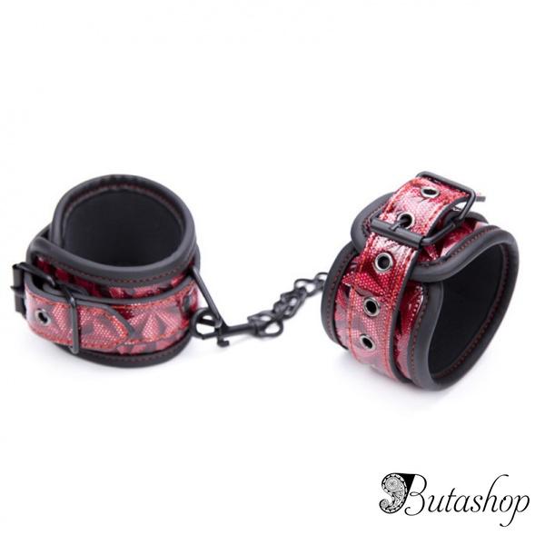 Наручники под кожу крокодила - красные - www.butashop.com