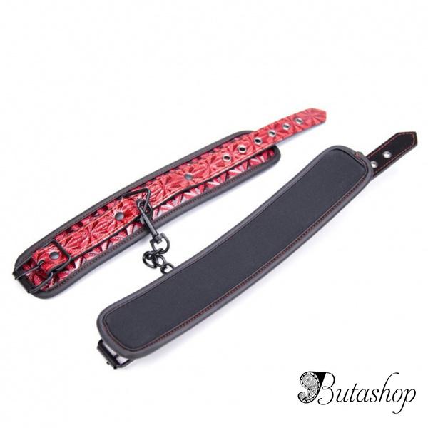 Наручники под кожу крокодила - красные - www.butashop.com