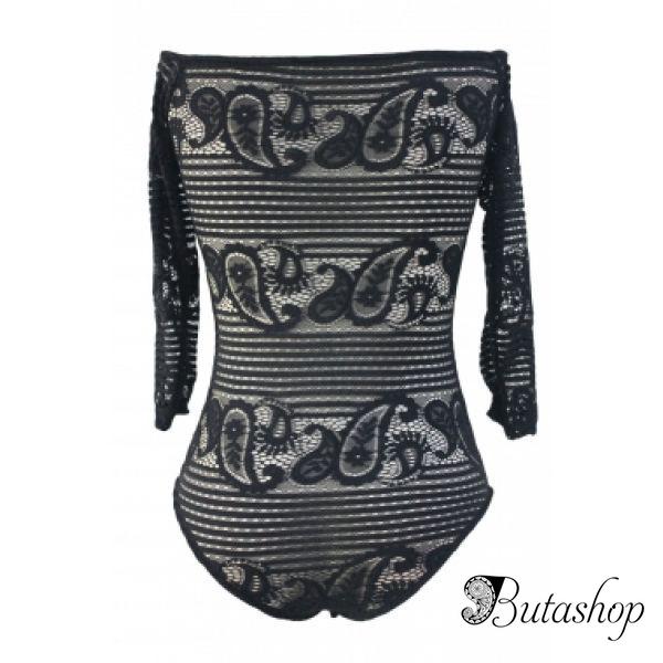 Черный боди с открытыми плечами - www.butashop.com