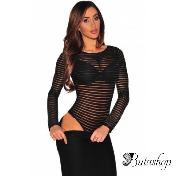 Черный боди с открытыми плечами - www.butashop.com
