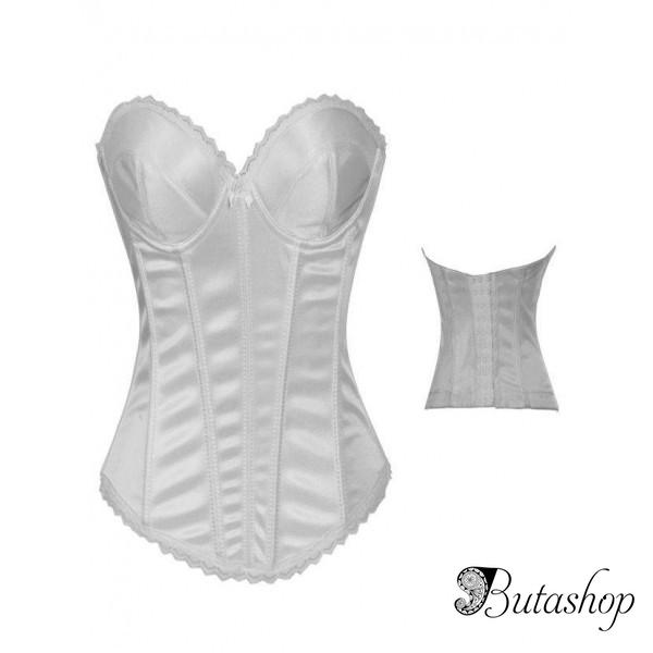 Белый классический корсет с кружевной отделкой - www.butashop.com