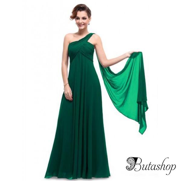РАСПРОДАЖА! Зеленое вчернее платье на одно плече - www.butashop.com