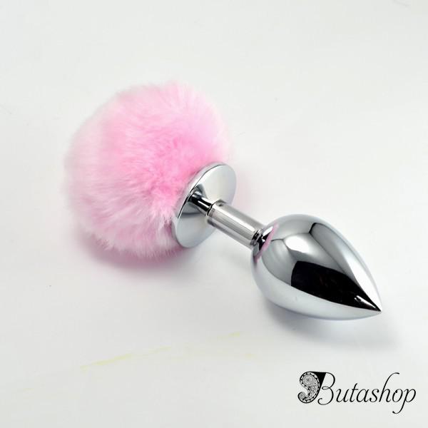 Маленькая металлическая пробка с розовым пушком, small - www.butashop.com