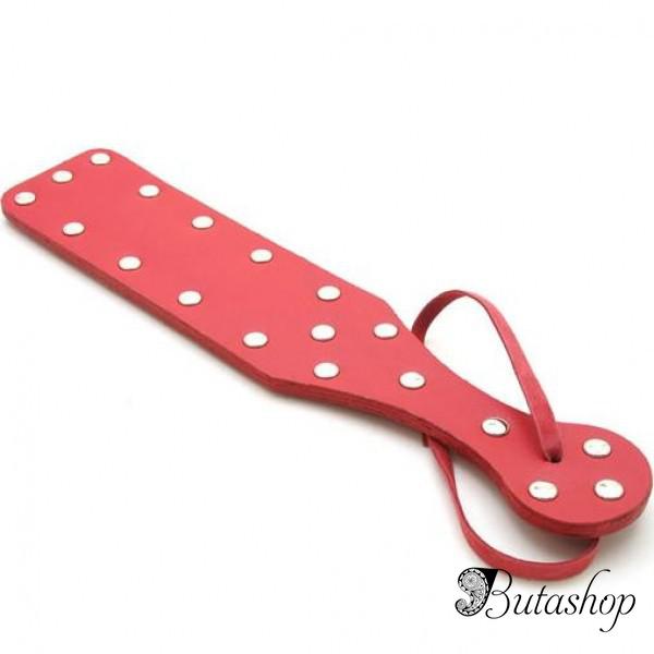 Красная кожаная шлепалка - www.butashop.com