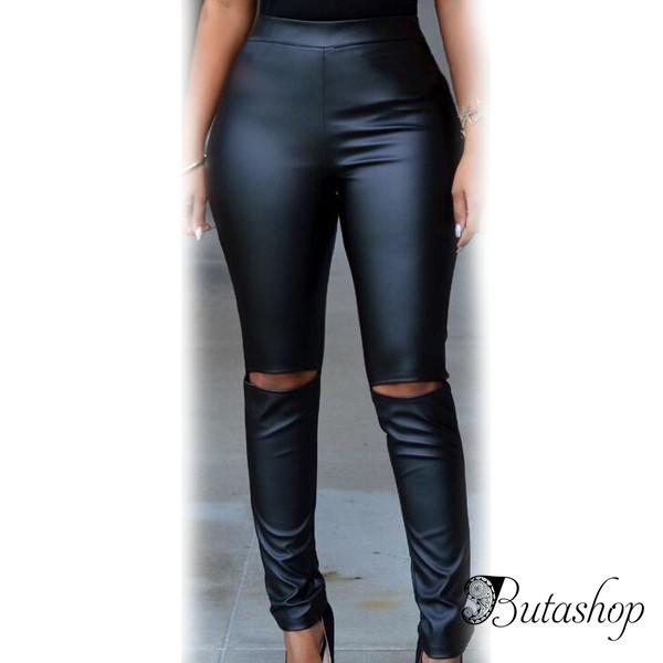 Черные кожаные леггинсы - www.butashop.com