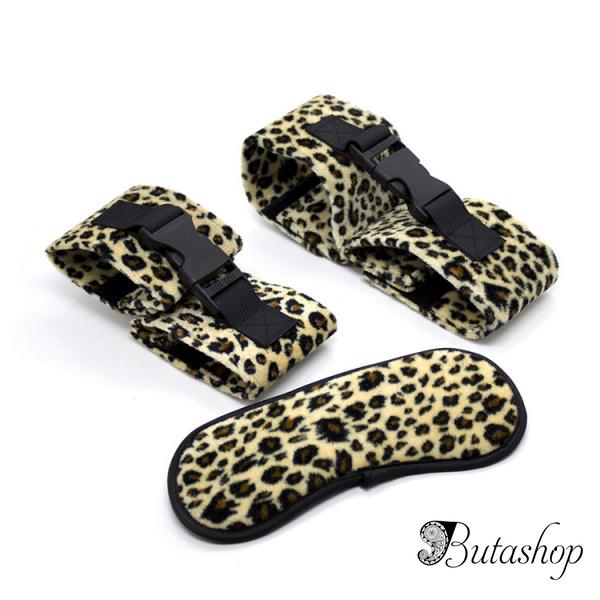 Черние бандажные наручники и повязка для глаз - www.butashop.com