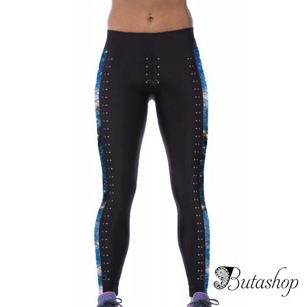 Черные леггинсы с принтом Галактика - www.butashop.com