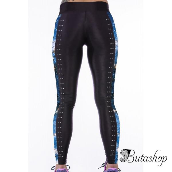 Черные леггинсы с принтом Галактика - www.butashop.com
