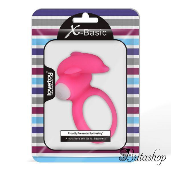 Розовая силиконовая насадка на пенис с дельфинчиком X-Basic Dolphin Silicone Cockring - www.butashop.com