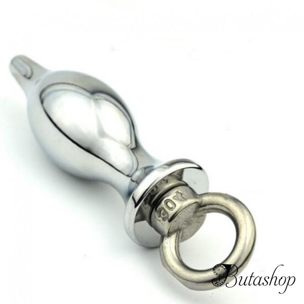 Стальная анальная пробка с ручкой-кольцом размер S - www.butashop.com