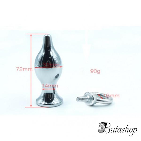 Стальная анальная пробка с ручкой-кольцом размер S - www.butashop.com