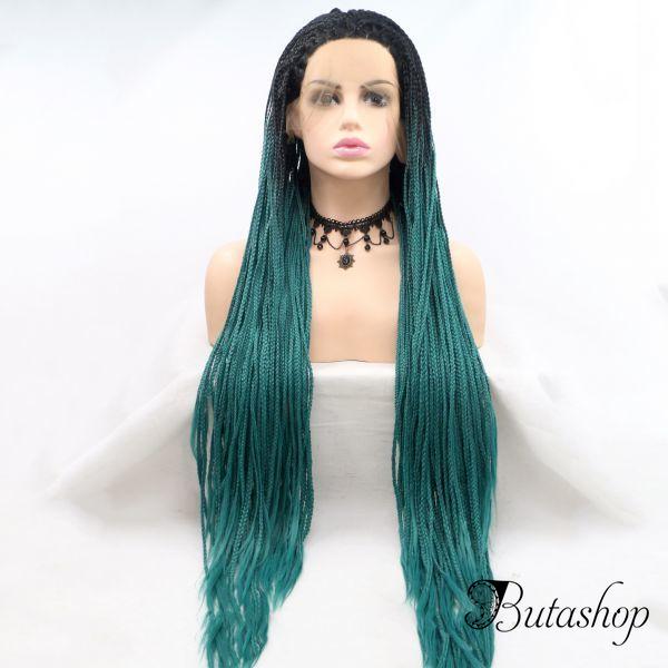 Реалистичный парик омбре на сетке зеленые длинные афро косы - www.butashop.com