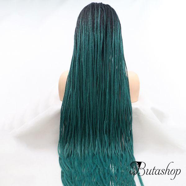 Реалистичный парик омбре на сетке зеленые длинные афро косы - www.butashop.com