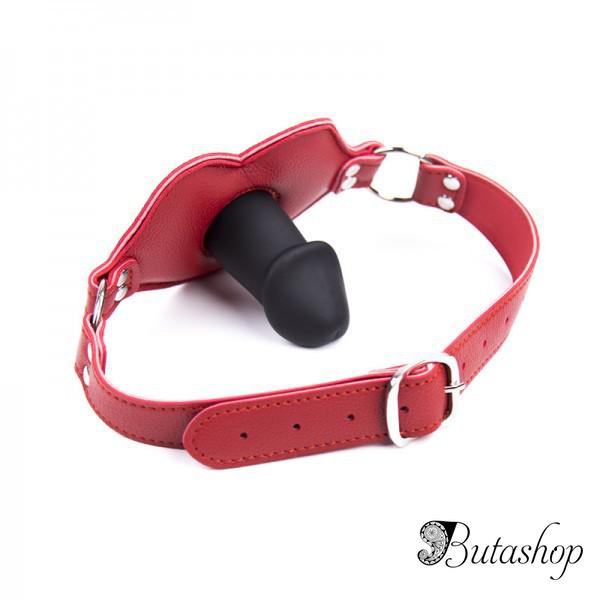 Красный кожаный силиконовый фаллоимитатор - www.butashop.com