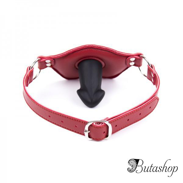Красный кожаный силиконовый фаллоимитатор - www.butashop.com
