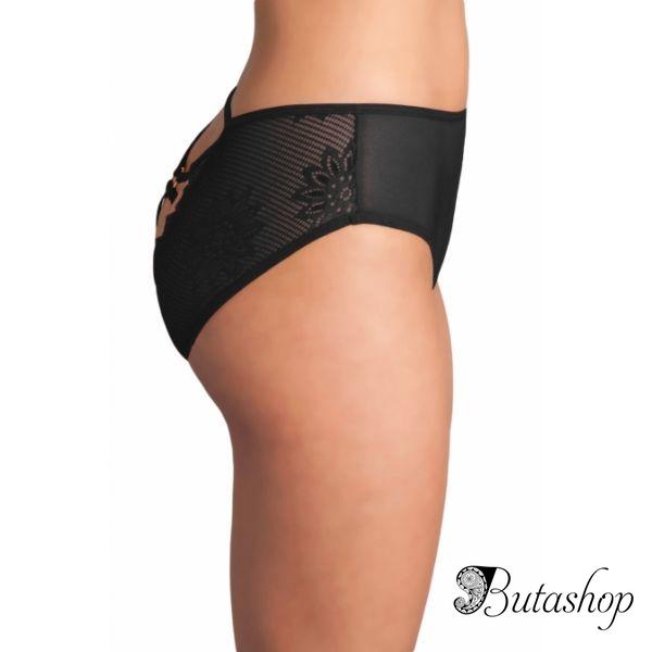 Black Cutout Lace Back Peekaboo Panty - www.butashop.com