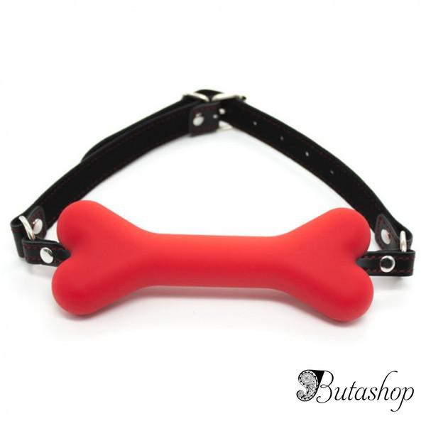 Черный кжаный кляп для рта с мягкой силиконовой подушечкой красной - www.butashop.com