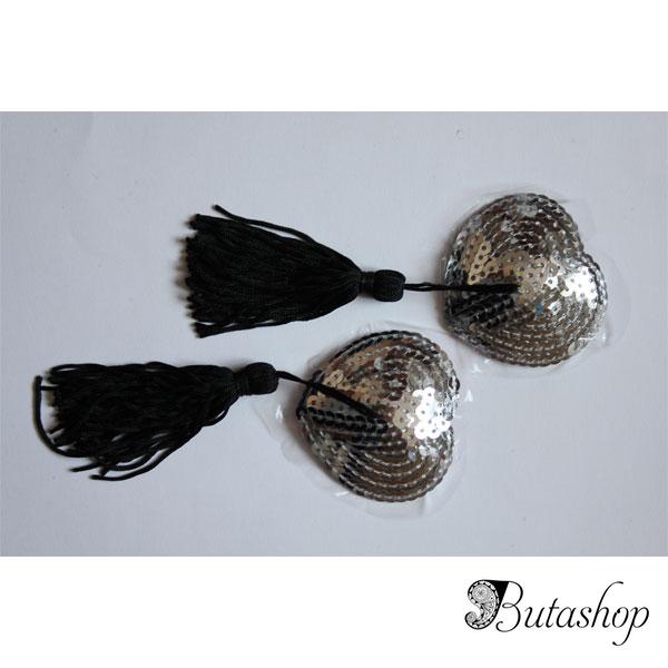Стикини цвета серебро с кисточками - www.butashop.com