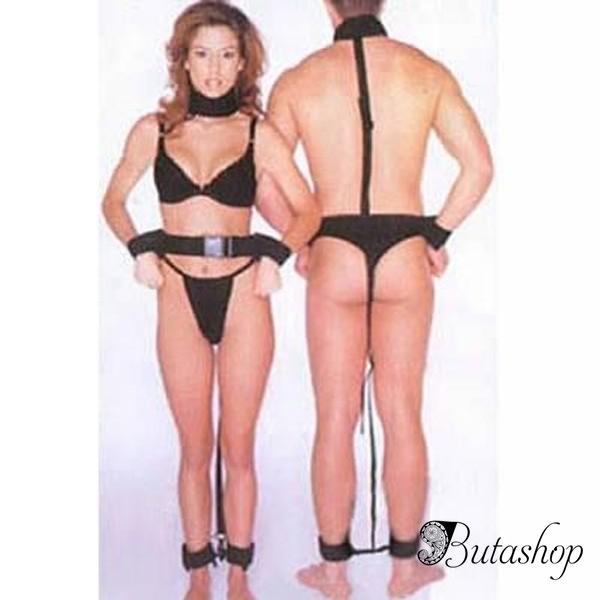 Черный кожаный бондаж для мужчин и женщин - www.butashop.com