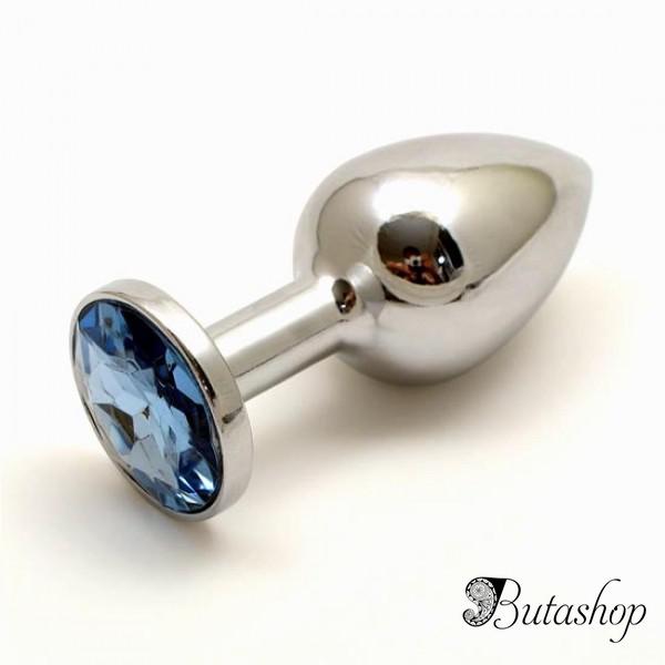 Металлическая анальная пробка с камнем под Сваровски - www.butashop.com