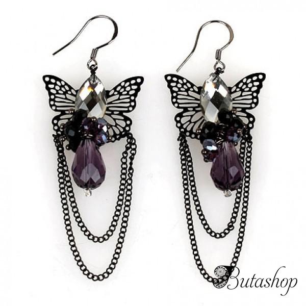 РАСПРОДАЖА! Длинные серьги с бабочками - www.butashop.com