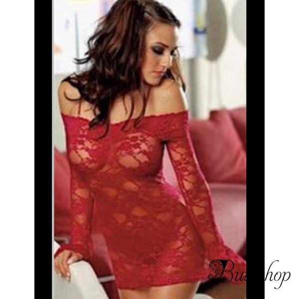Кружевной пеньюар бордовый - www.butashop.com