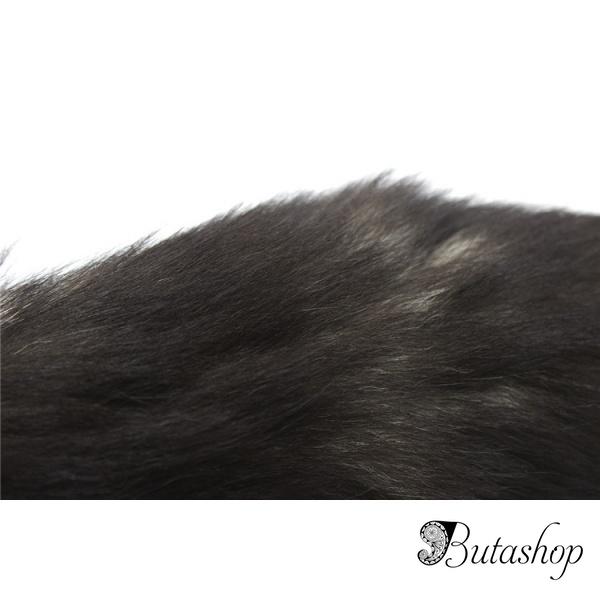 Силиконовая пробка с темным меховым хвостом - www.butashop.com