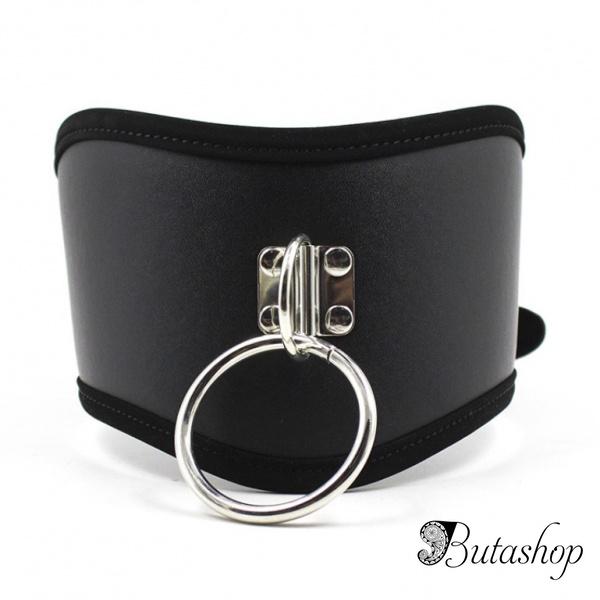 Кожаный ошейник с металлической цепью - www.butashop.com