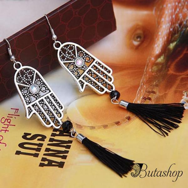 РАСПРОДАЖА! Серьги в форме ладони со стразами и висюльками - www.butashop.com