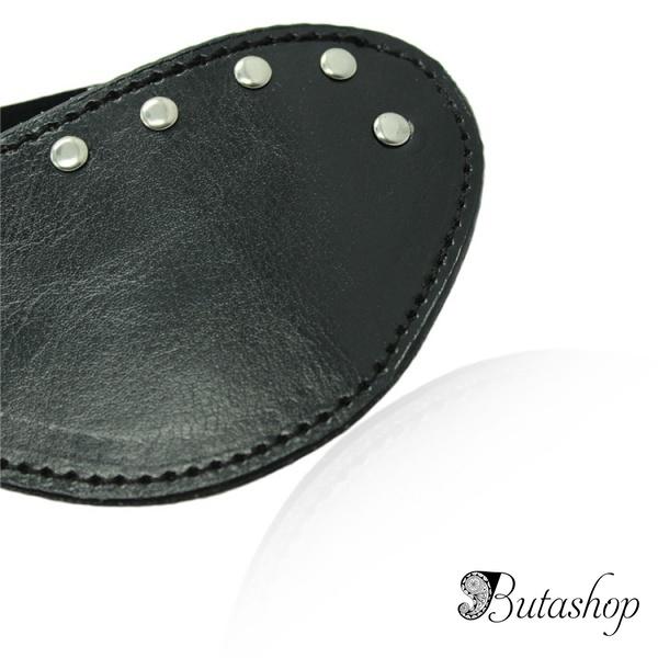 Кожаная закрытая маска с паетками - www.butashop.com