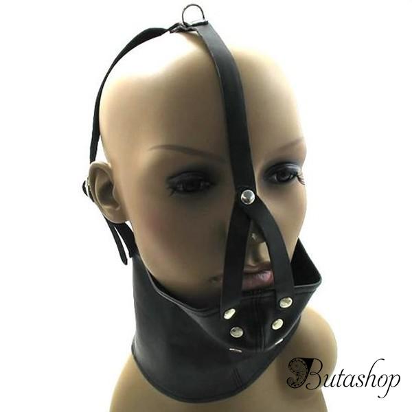 Черный кожаный намордник с воротом - www.butashop.com