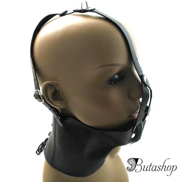 Черный кожаный намордник с воротом - www.butashop.com