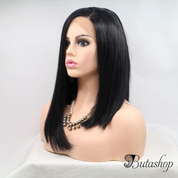 Реалистичный парик на сетке черное асиммeтричное каре - www.butashop.com