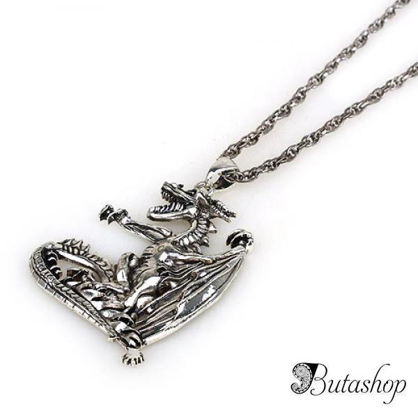 РАСПРОДАЖА! Металлическое ожерелье с драконом - www.butashop.com